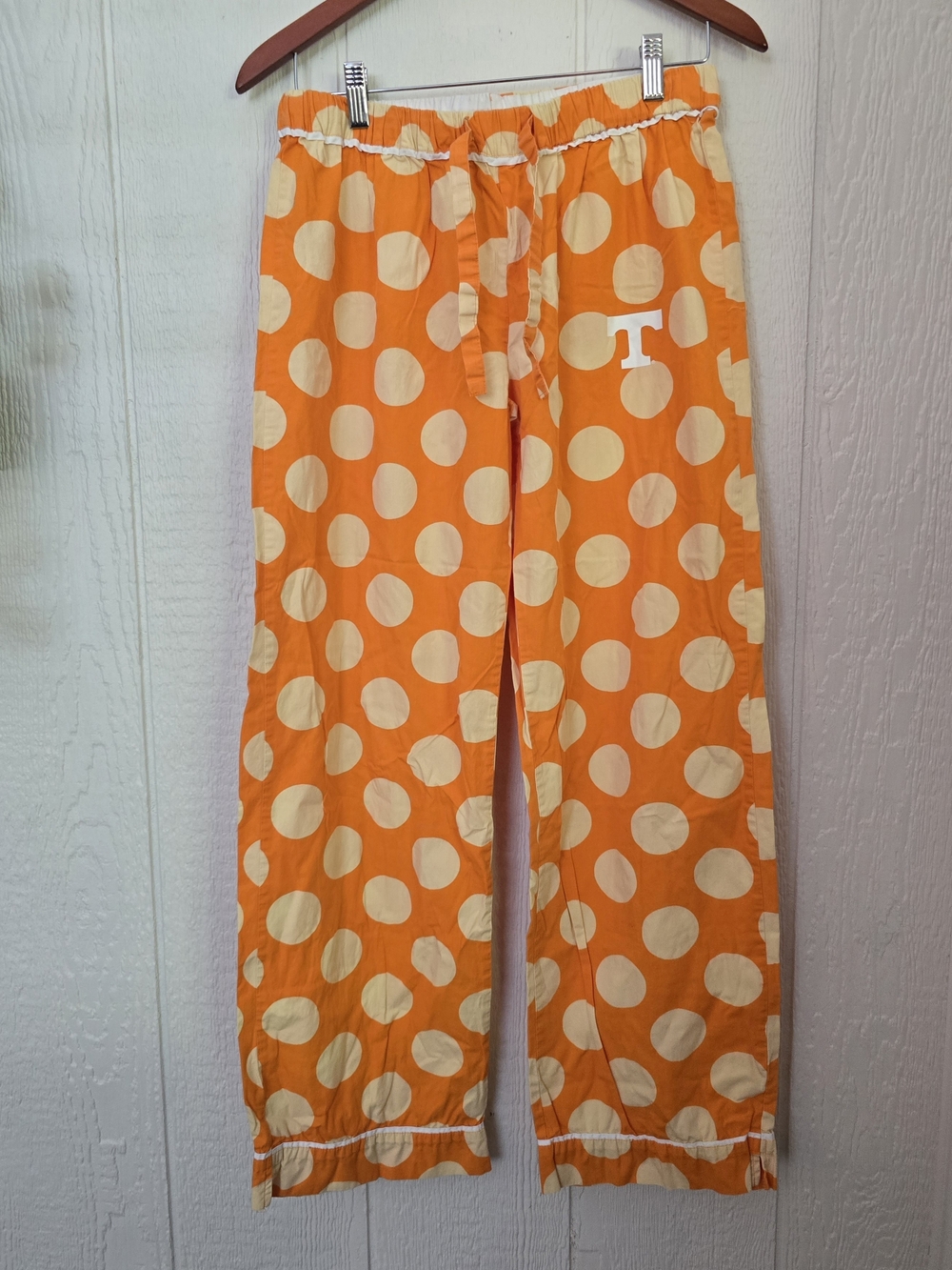 Women's Wide-Leg Polka Dot Lounge Pants - Orange/Cream
